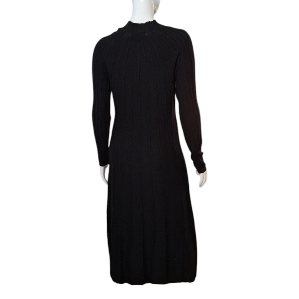 Lucky brand maxi dress Ribbed Monck Neck Long Sleeves Black Size LARGE - Picture 2 of 15